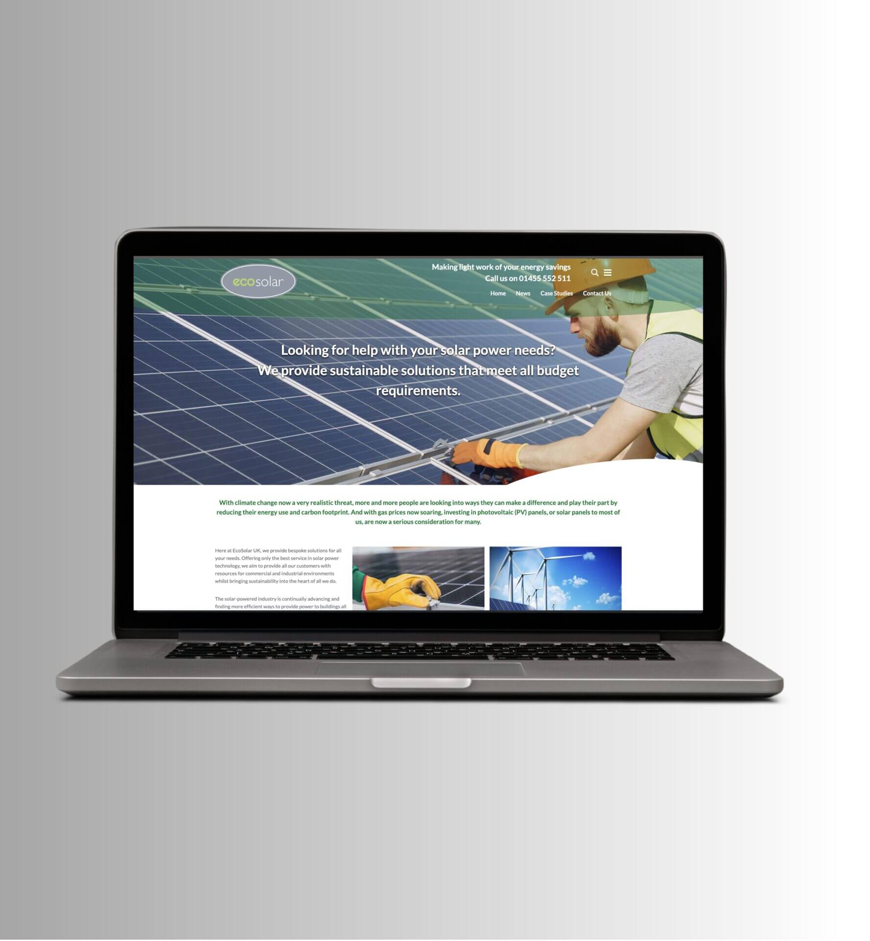 laptop showing ecosolar website